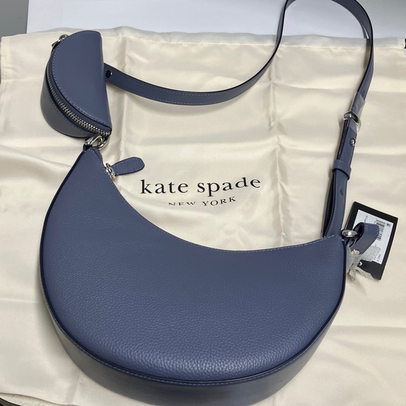 Kate Spade Duo MD pebble leather Shldr bag Cinder gre - Picture 2 of 12